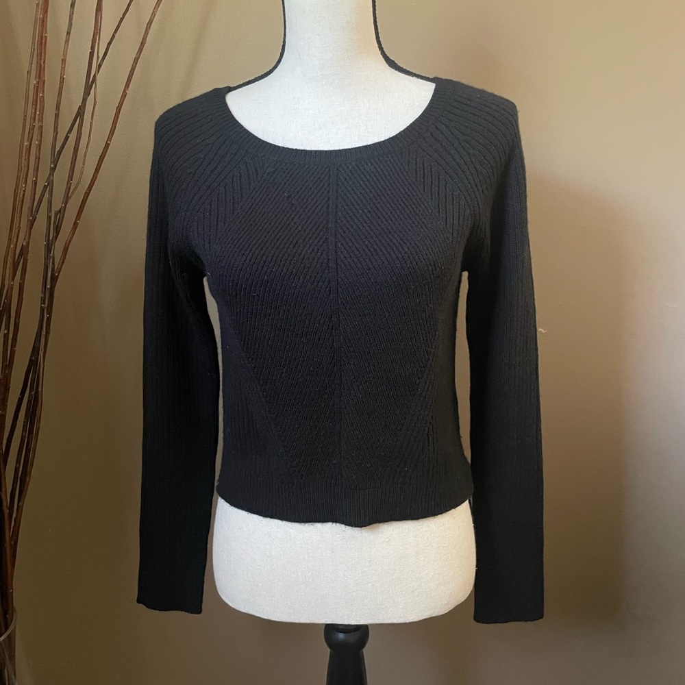 Black Ribbed Long Sleeve Sweater